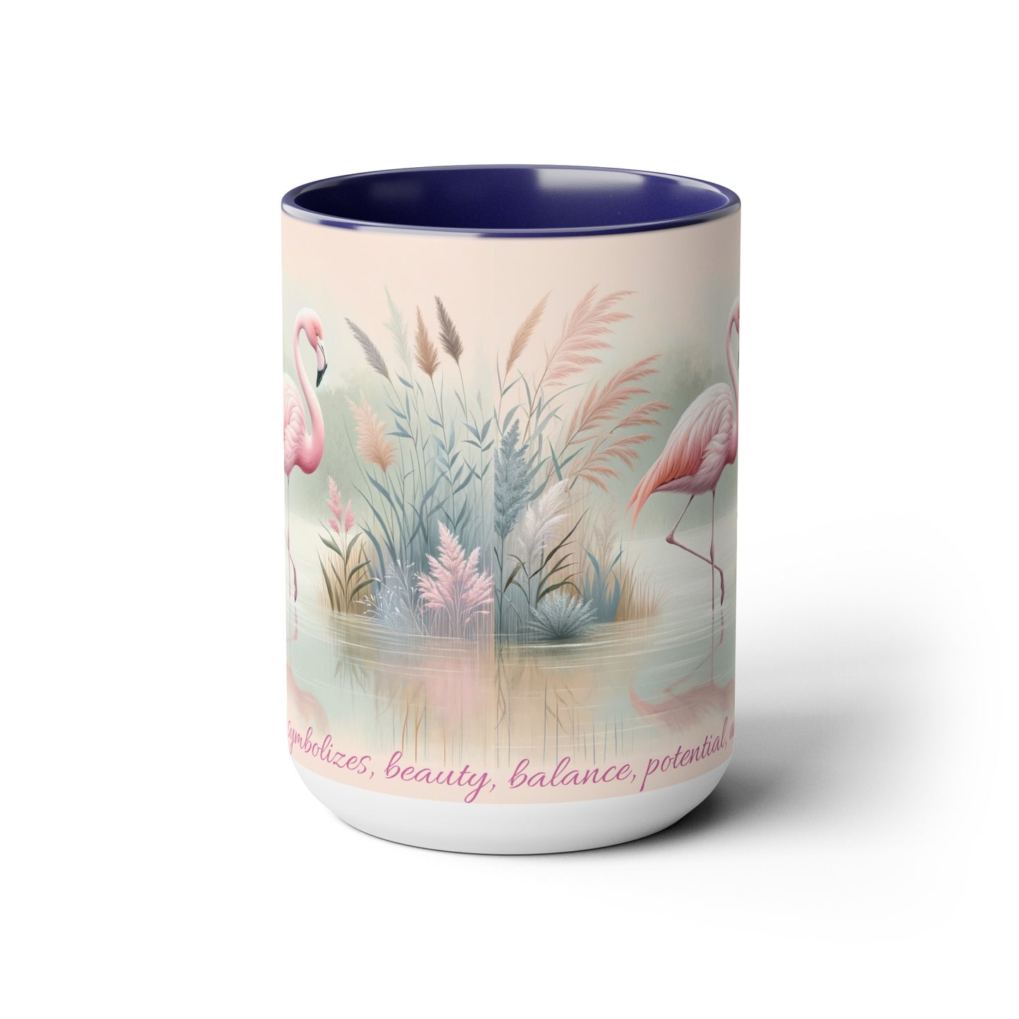 Two-Tone Coffee Mugs, 15oz Pink Flamingo