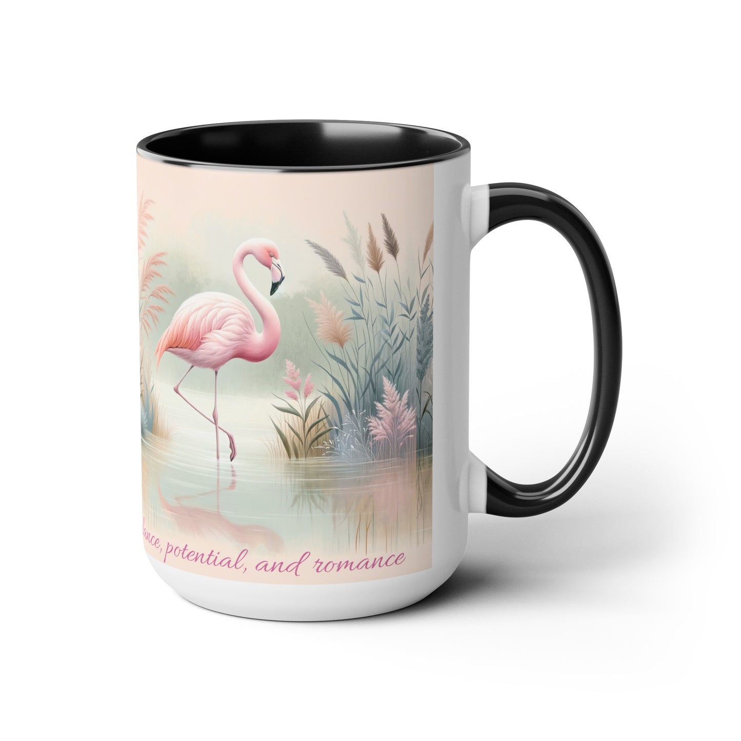 Two-Tone Coffee Mugs, 15oz Pink Flamingo