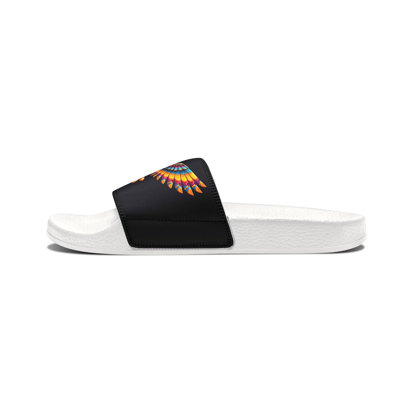 Women's PU Slide Sandals Alebrije Owl on Black