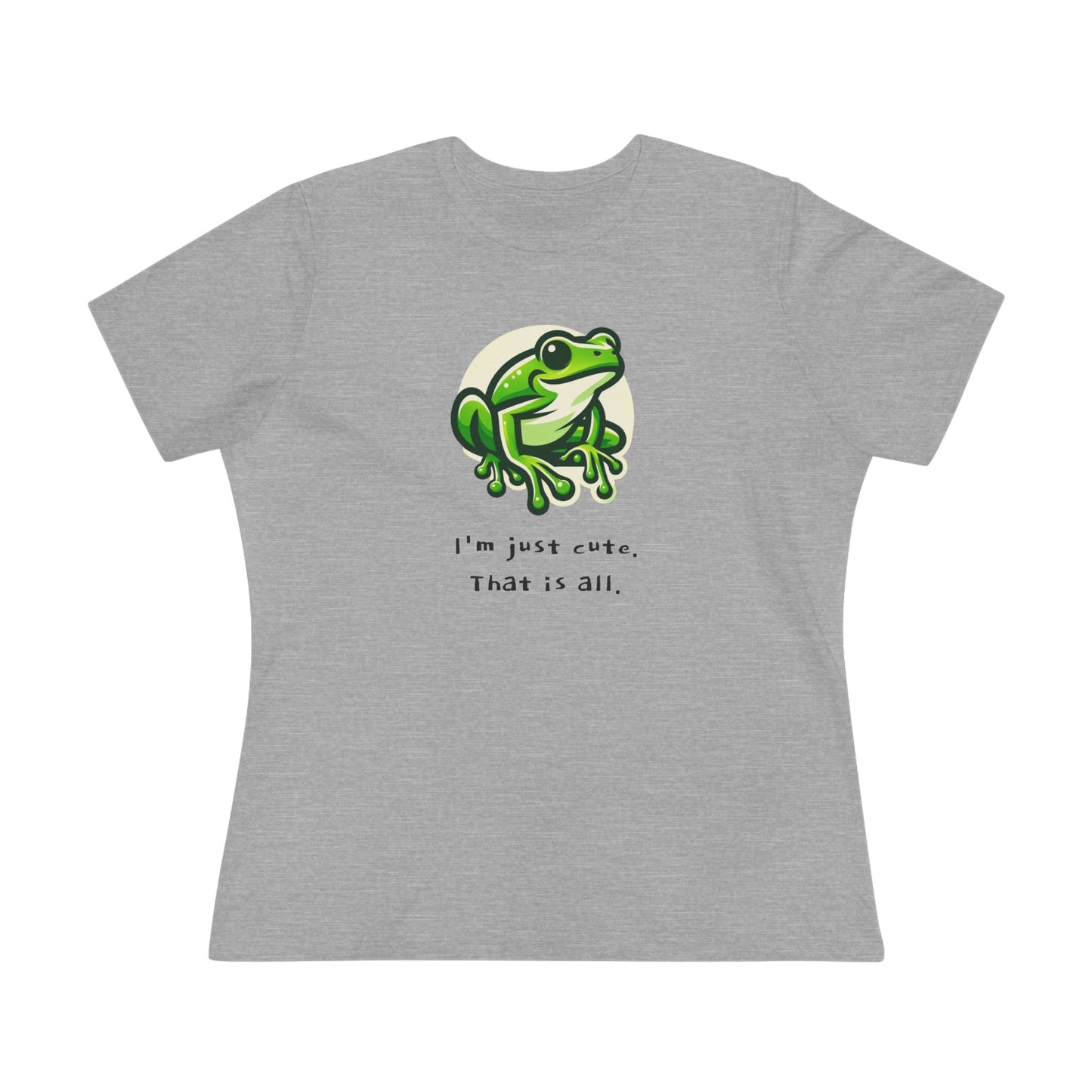 Women's Cotton Tee w/ Tree Frog. I'm just cute. "Amphibian" on back.