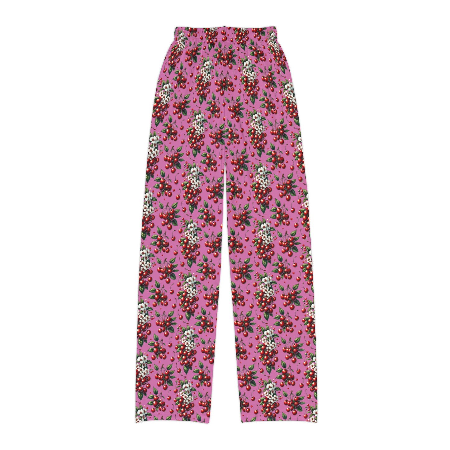 Kids Pajama Pants (AOP) Red Cherries w/ Pink BG