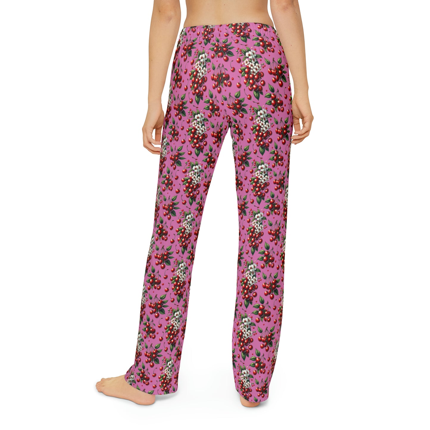 Kids Pajama Pants (AOP) Red Cherries w/ Pink BG