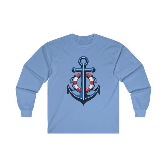 Unisex Ultra Cotton Long Sleeve Tee Anchor and Life Saver