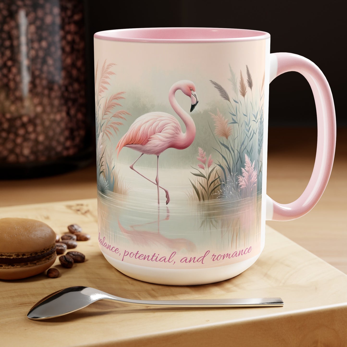 Two-Tone Coffee Mugs, 15oz Pink Flamingo