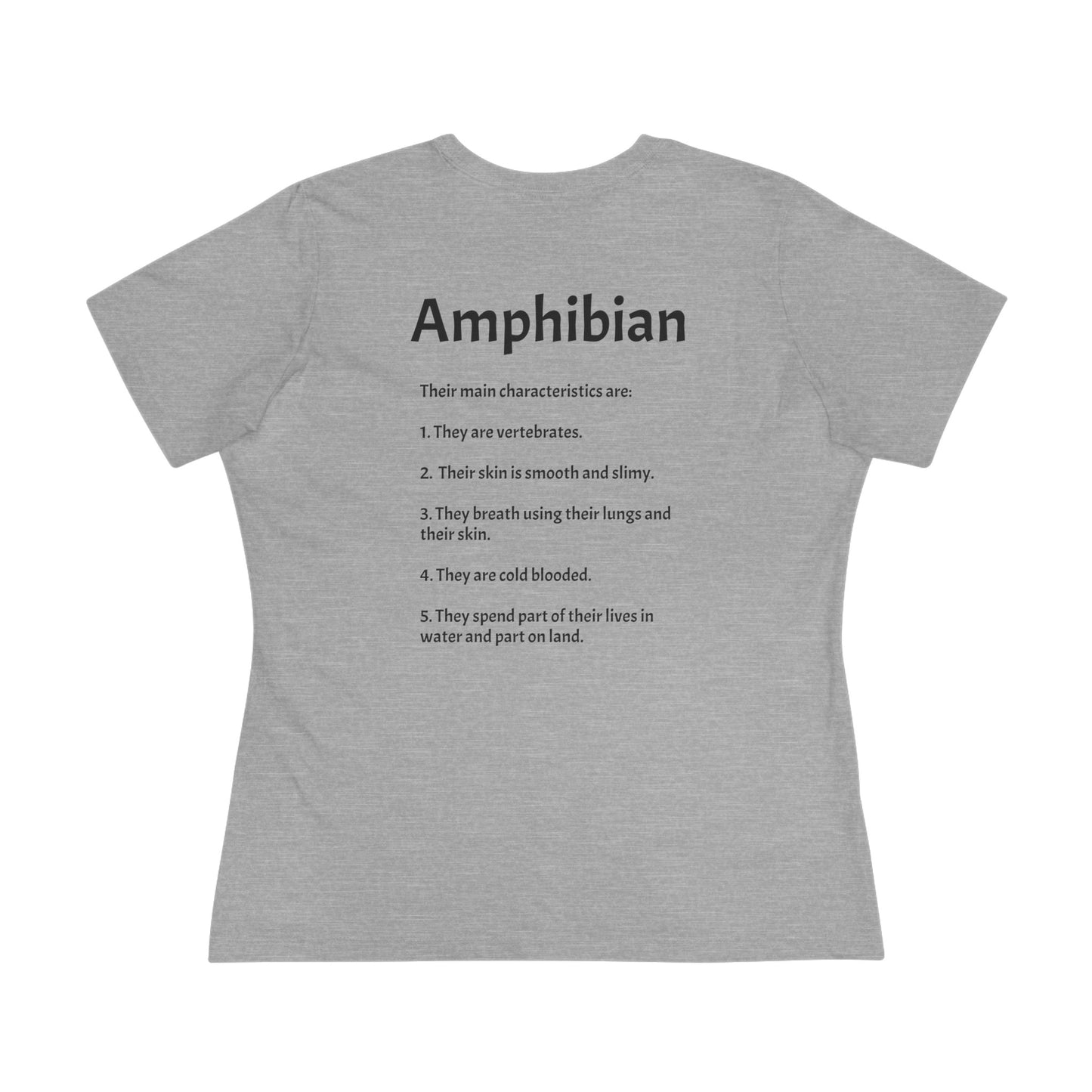 Women's Cotton Tee w/ Tree Frog. I'm just cute. "Amphibian" on back.