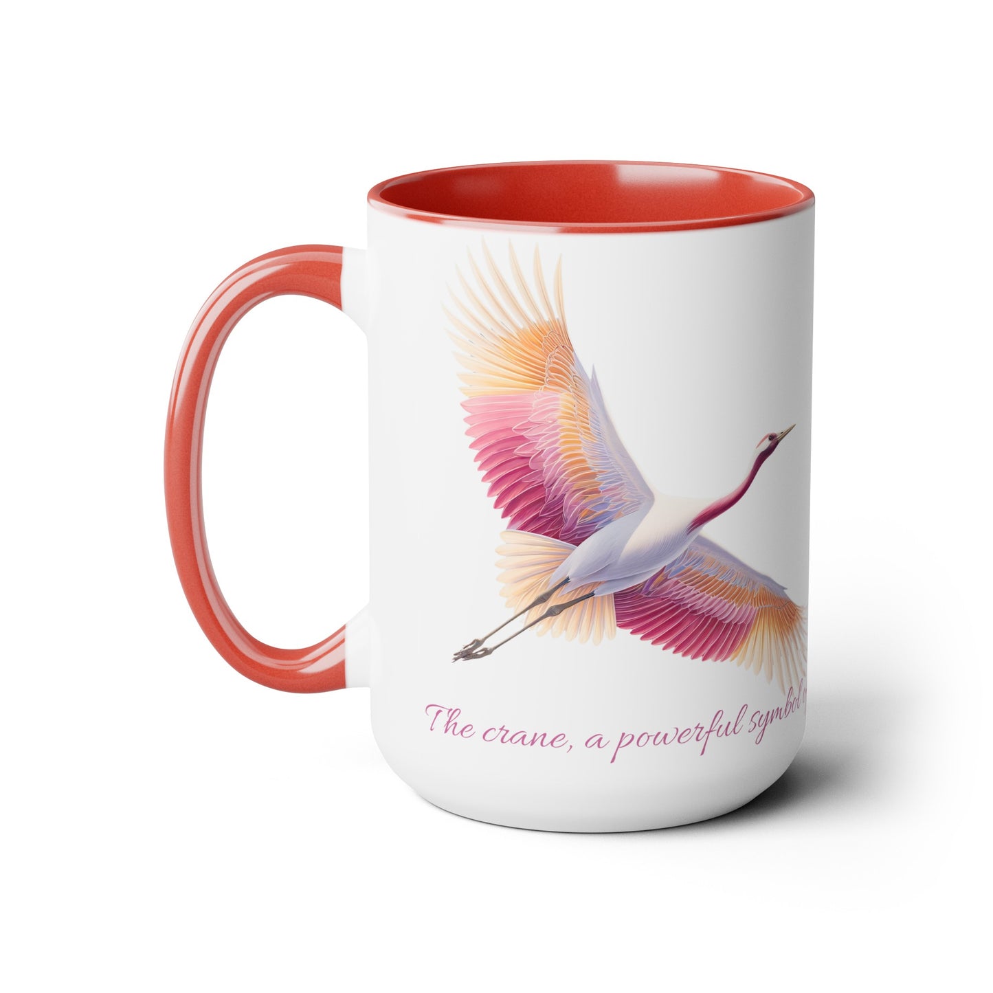 Two-Tone Coffee Mugs, 15oz Crane in pink white and gold