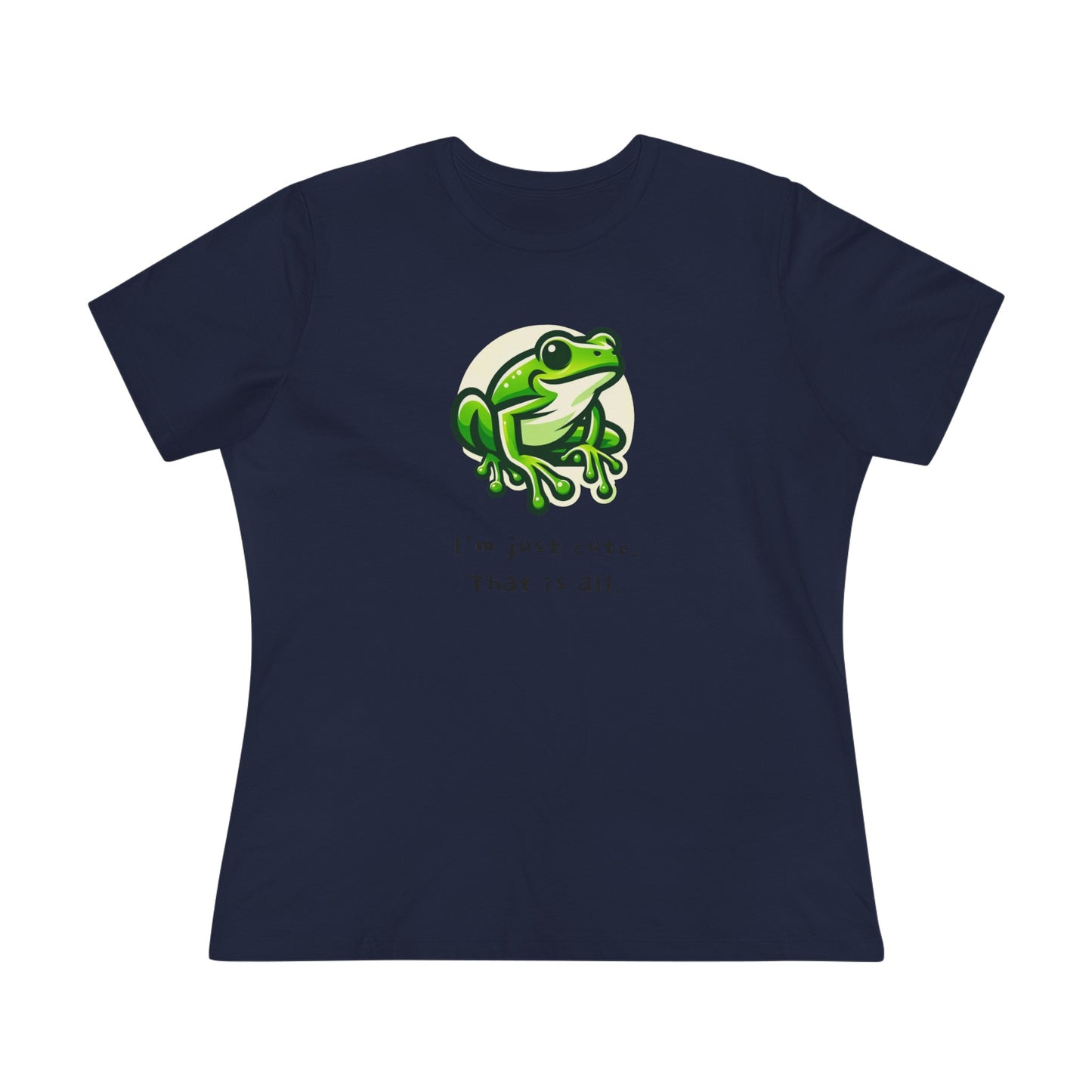 Women's Cotton Tee w/ Tree Frog. I'm just cute. "Amphibian" on back.