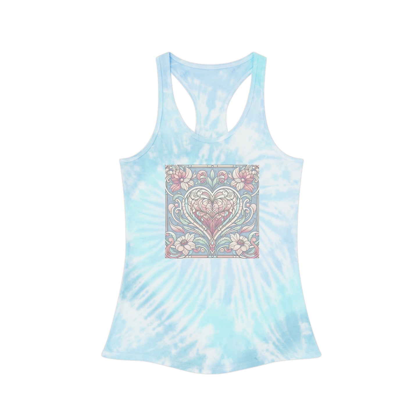 Tie Dye Racerback Tank Top w/Faded Heart