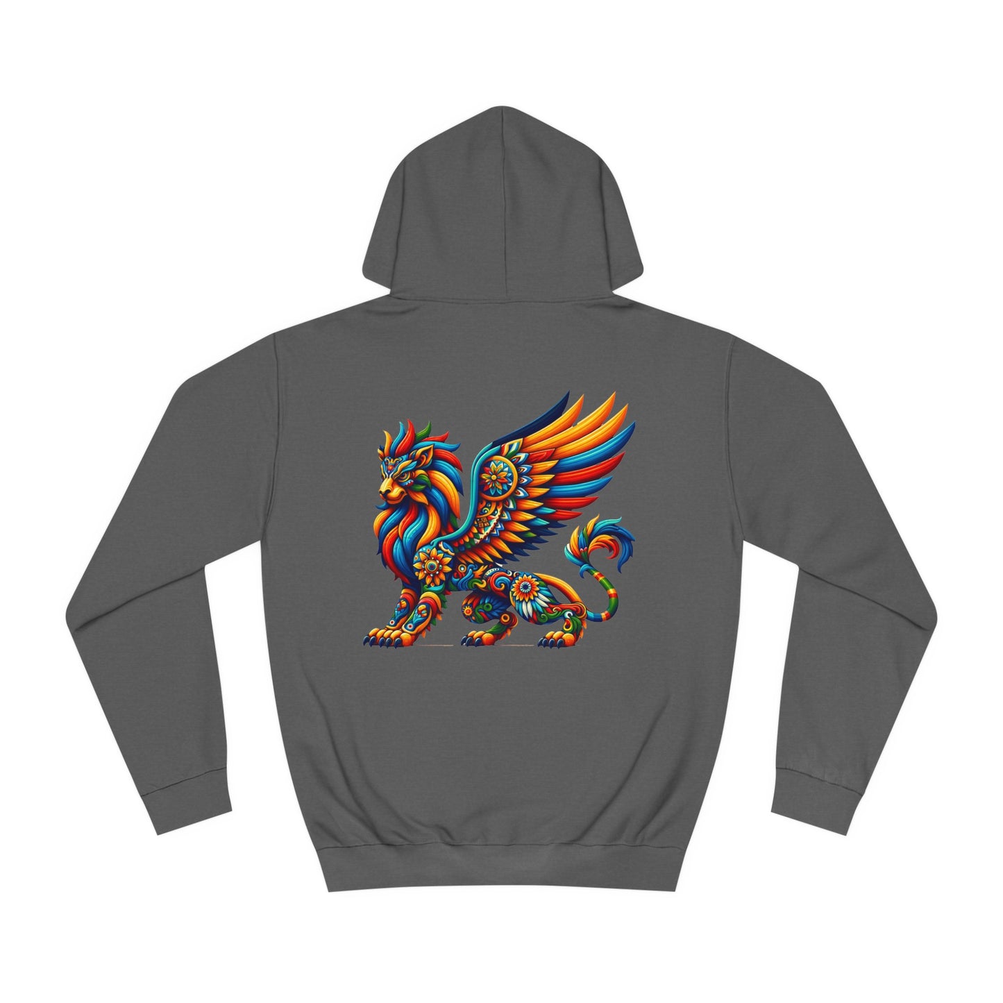 Unisex College Hoodie, Alebrije, Lion Griffin, too colorful to camouflage