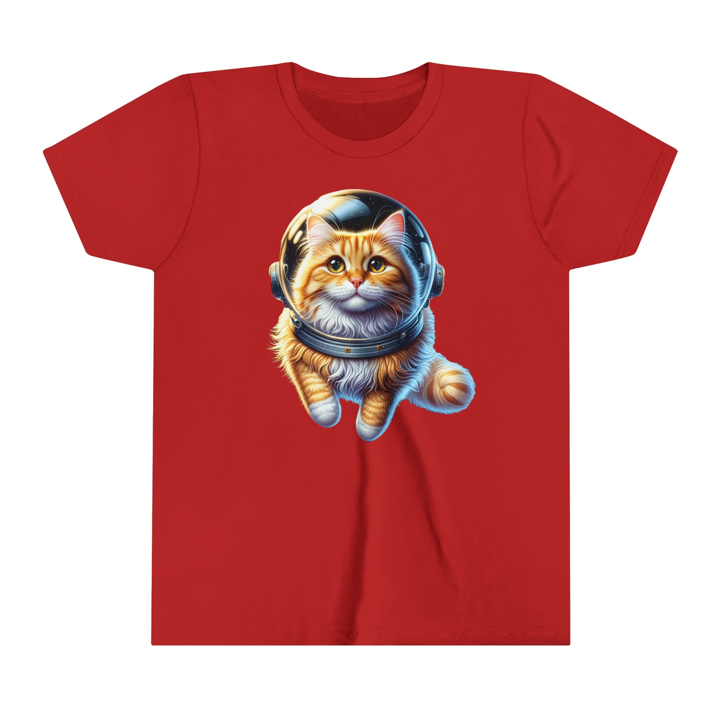 Space Cat, Long Haired Ginger Cat,  Youth Short Sleeve Tee