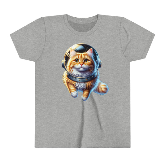 Space Cat, Long Haired Ginger Cat,  Youth Short Sleeve Tee