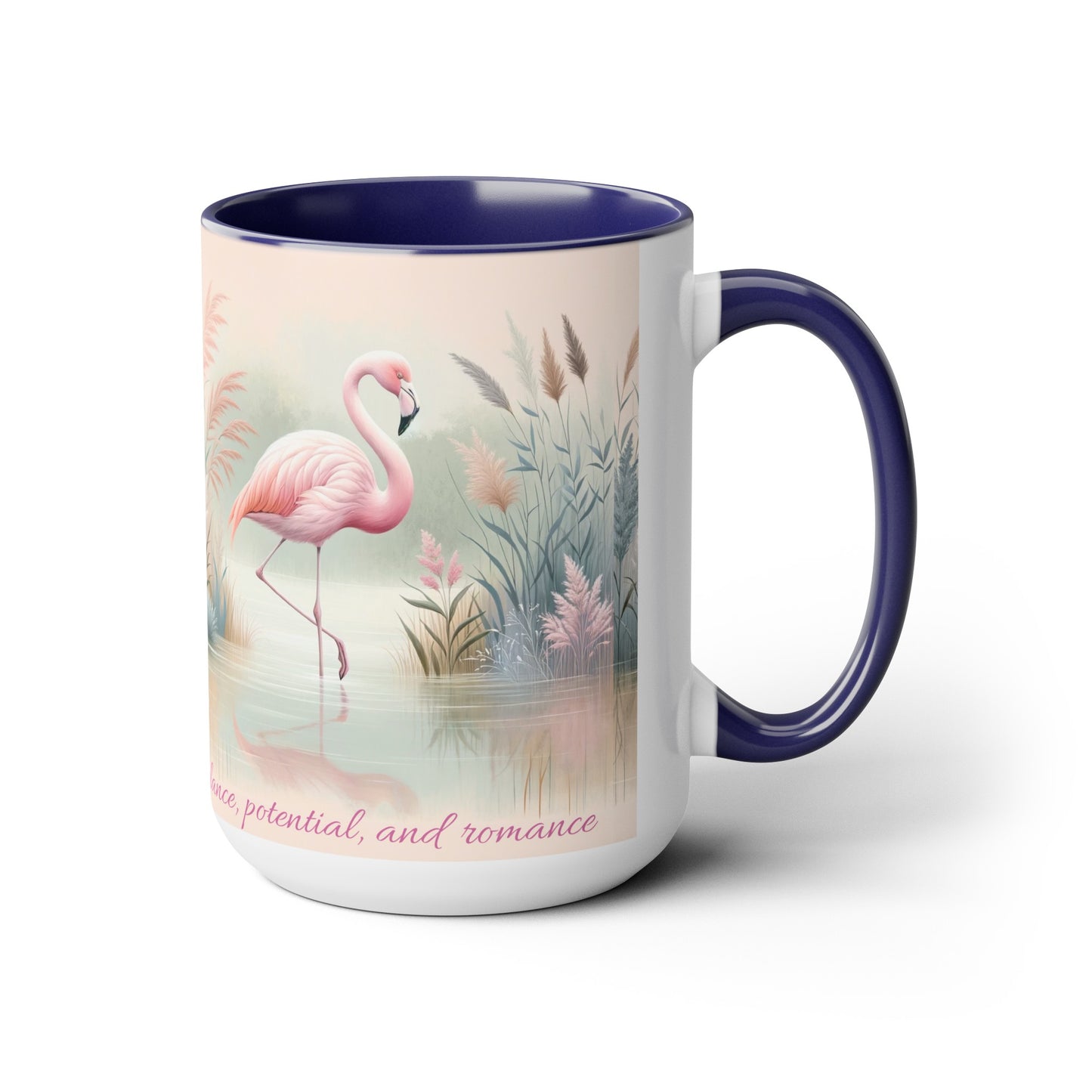 Two-Tone Coffee Mugs, 15oz Pink Flamingo