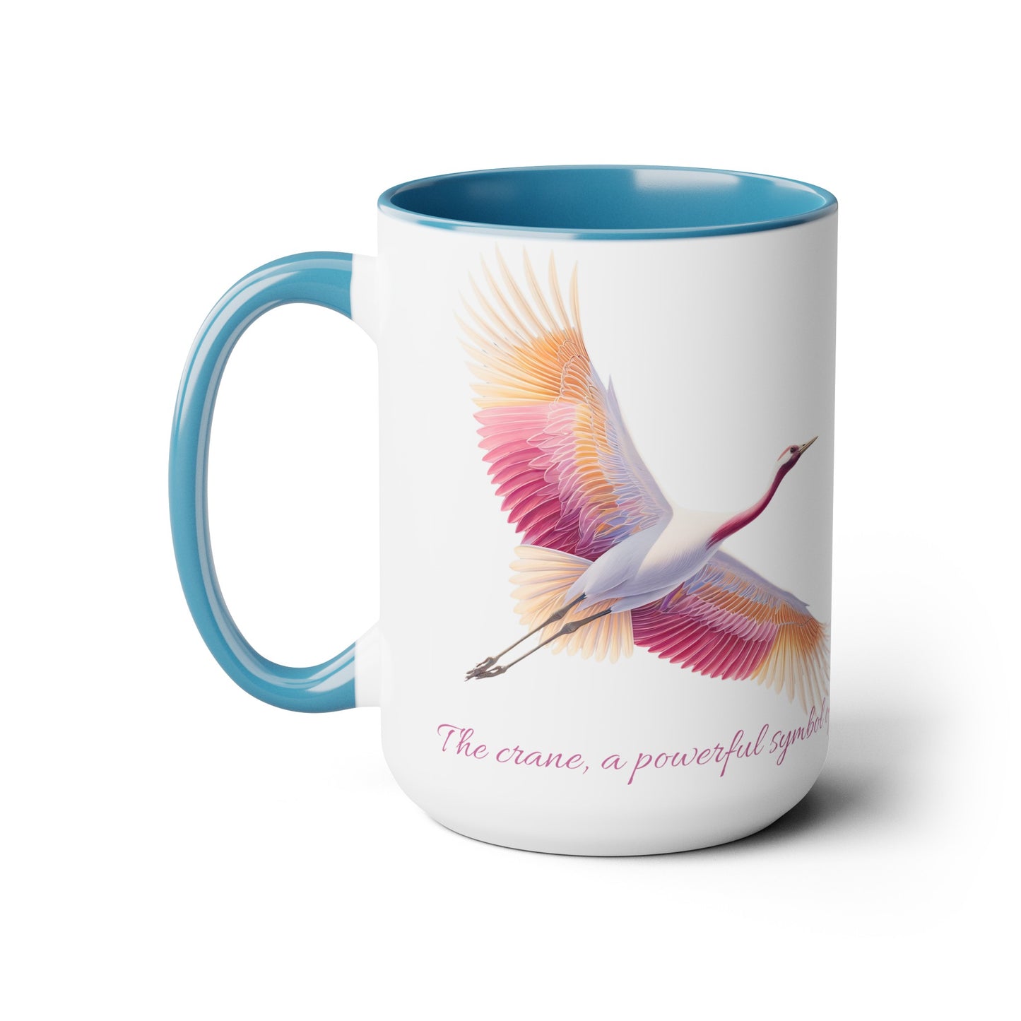 Two-Tone Coffee Mugs, 15oz Crane in pink white and gold