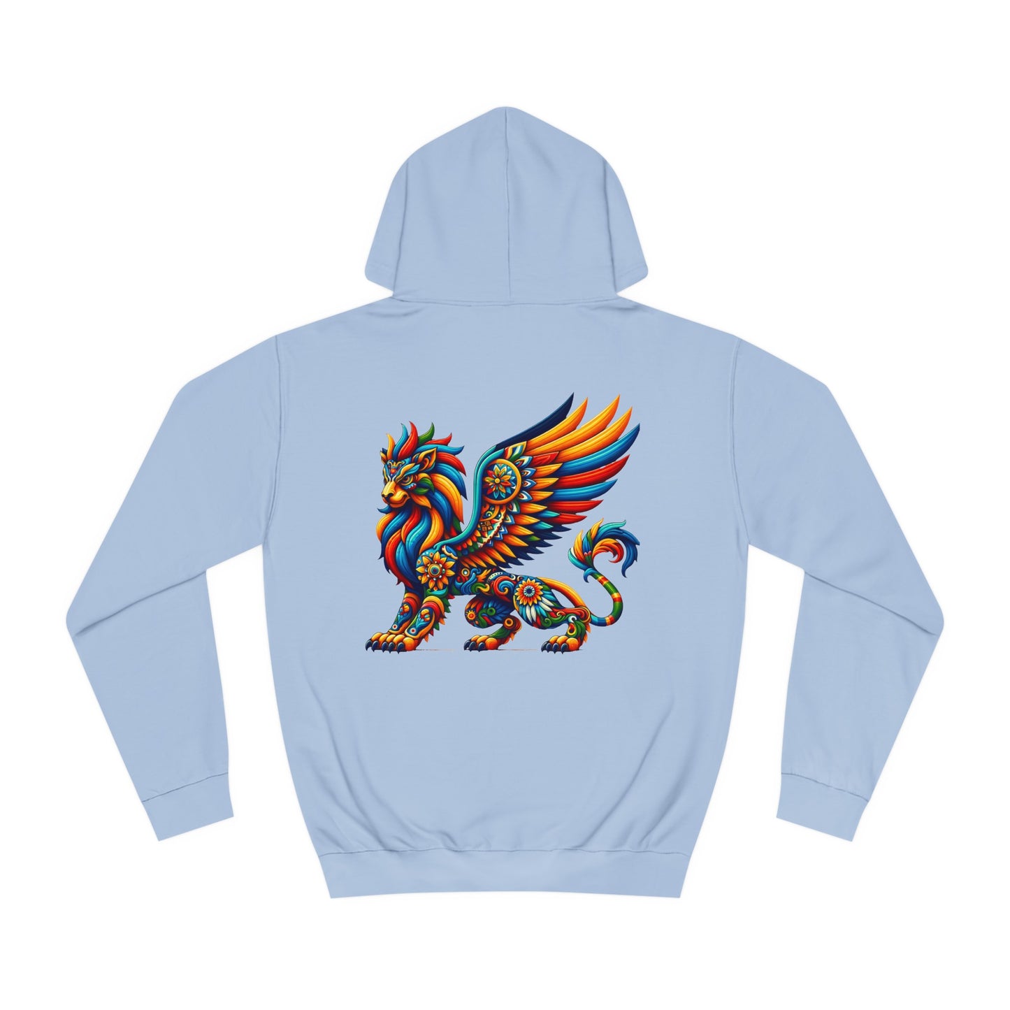 Unisex College Hoodie, Alebrije, Lion Griffin, too colorful to camouflage