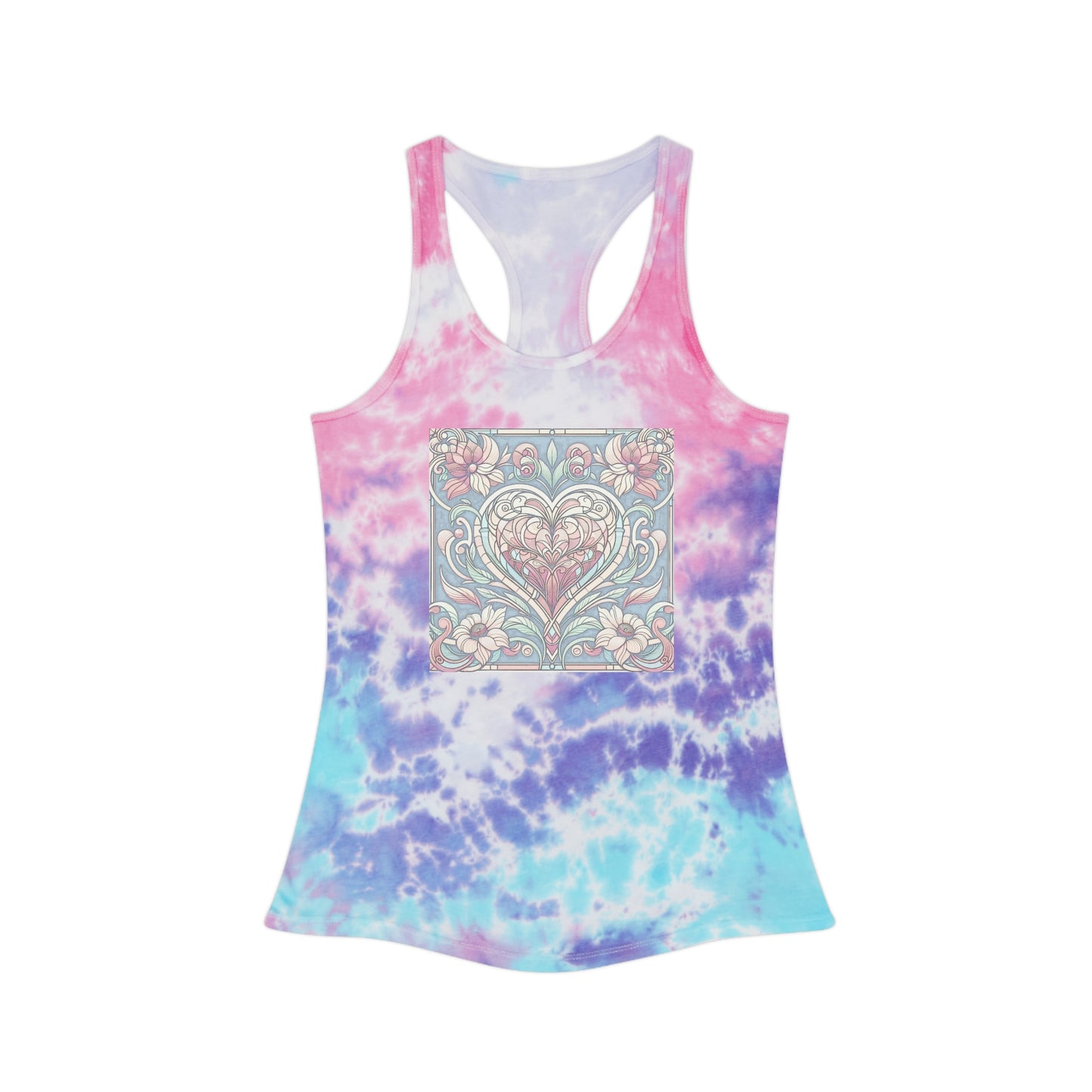 Tie Dye Racerback Tank Top w/Faded Heart