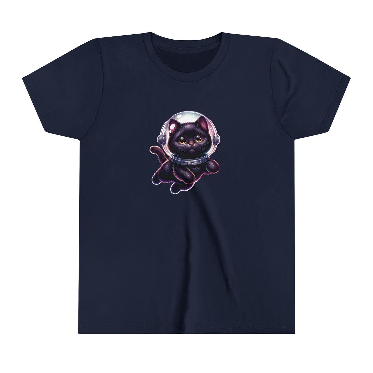 Space Cat, Black Cat,  Youth Short Sleeve Tee