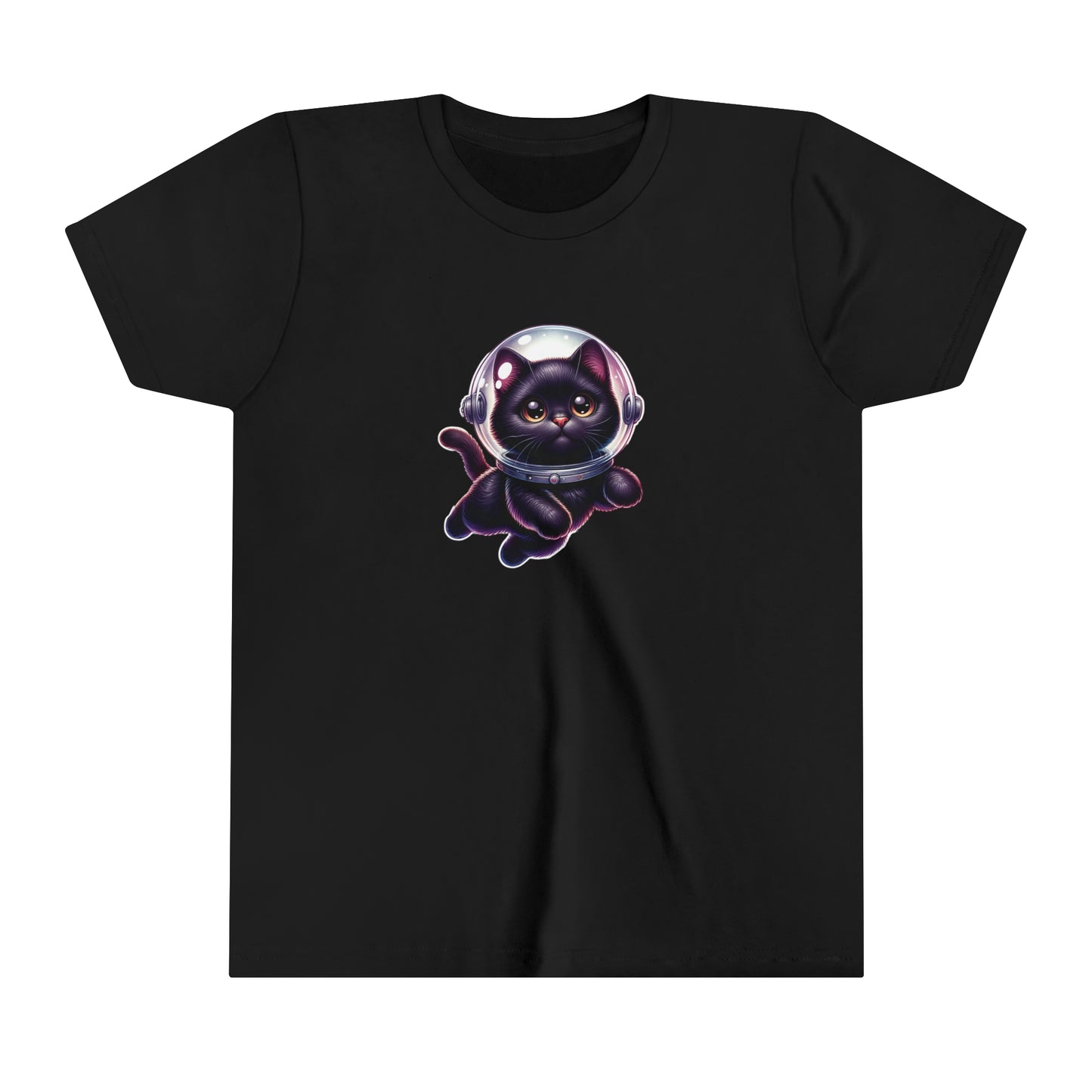 Space Cat, Black Cat,  Youth Short Sleeve Tee