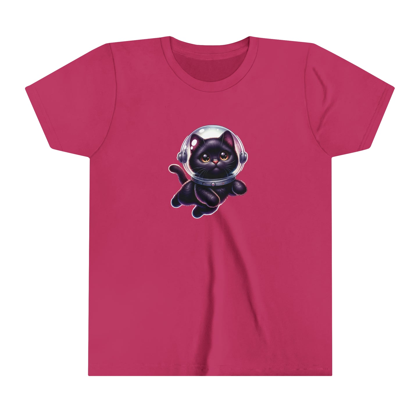 Space Cat, Black Cat,  Youth Short Sleeve Tee