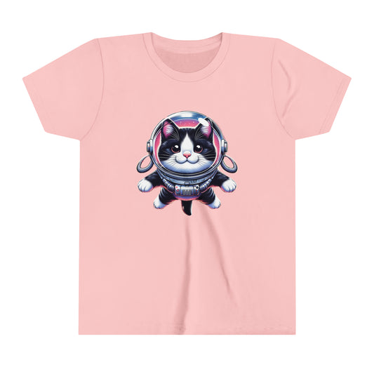 Space Cat, Tuxedo Cat,  Youth Short Sleeve Tee