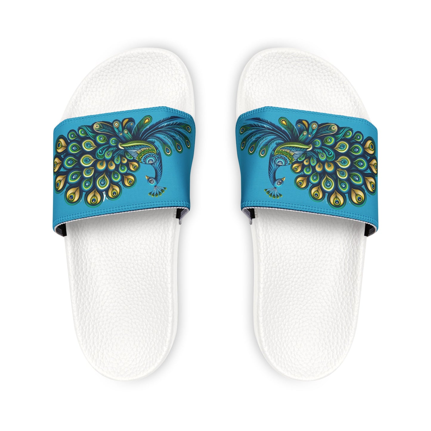 Women's PU Slide Sandals Alebrije Peacock on White