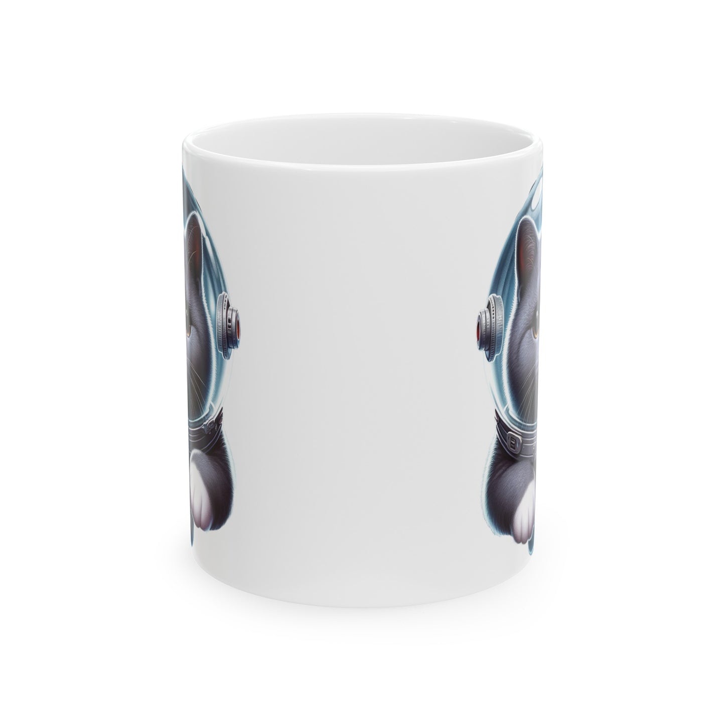 Space Cat, Gray Kitty Ceramic Mug 11oz