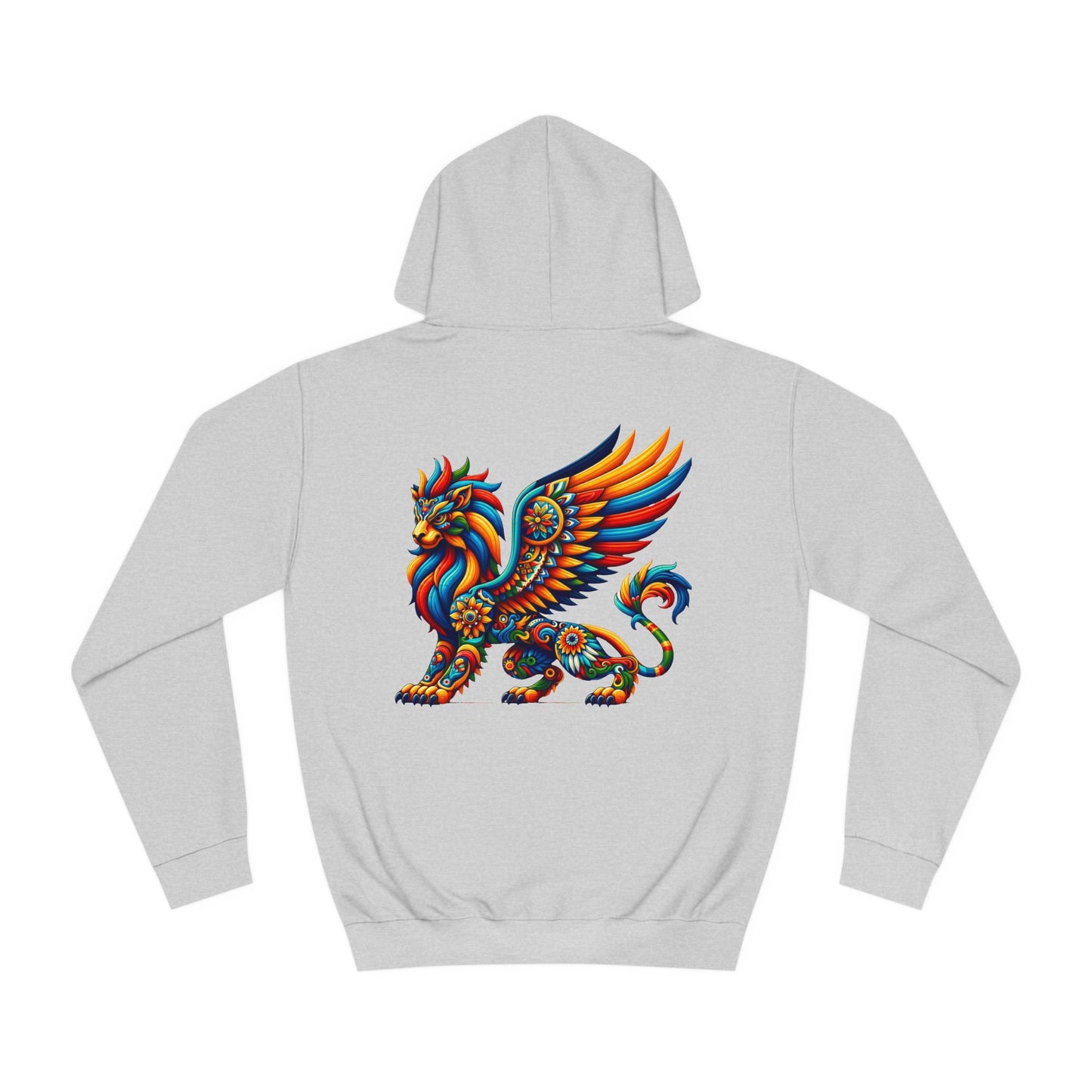 Unisex College Hoodie, Alebrije, Lion Griffin, too colorful to camouflage