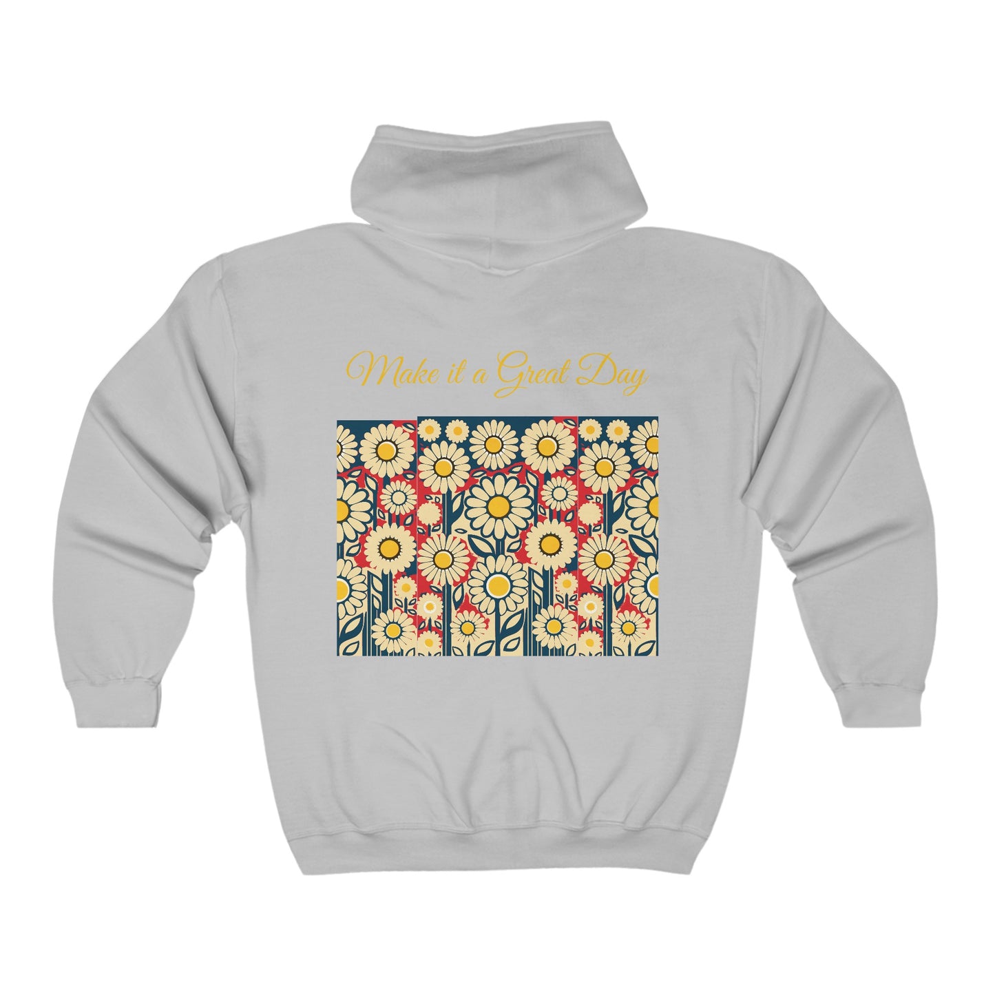 Unisex Heavy Blend™ Full Zip Hooded Sweatshirt Patriotic Daisies on back in 6 colors