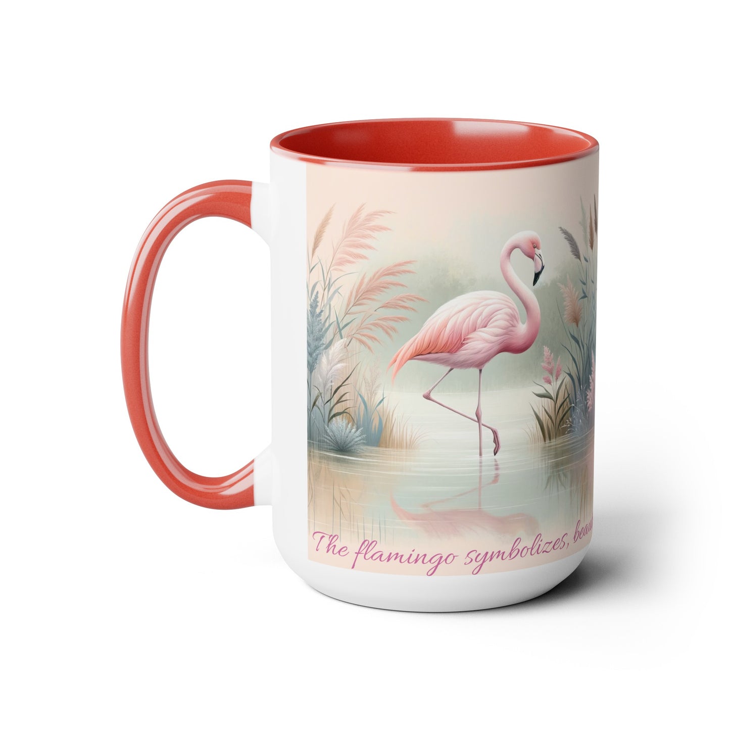 Two-Tone Coffee Mugs, 15oz Pink Flamingo