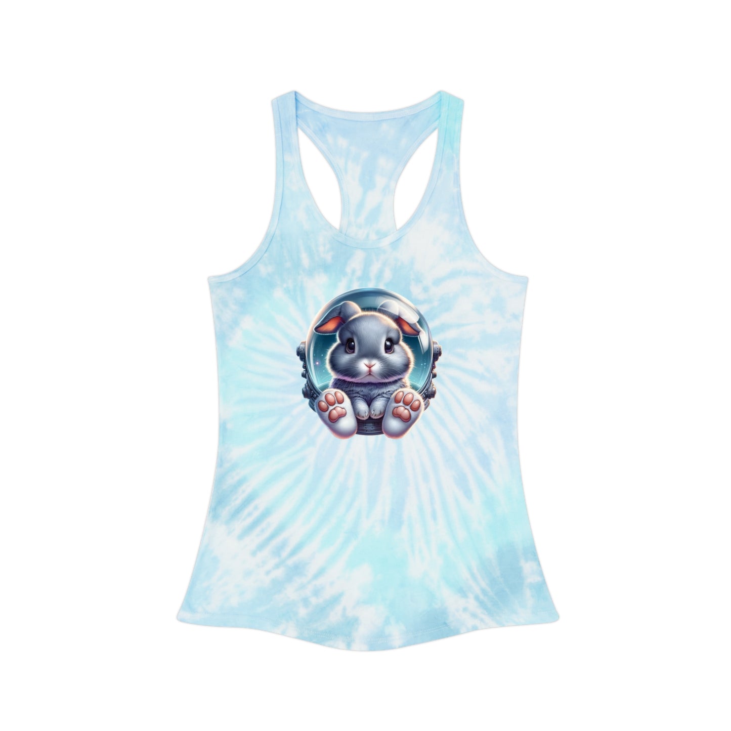 Tie Dye Racerback Tank Top w/Gray Space Bunny