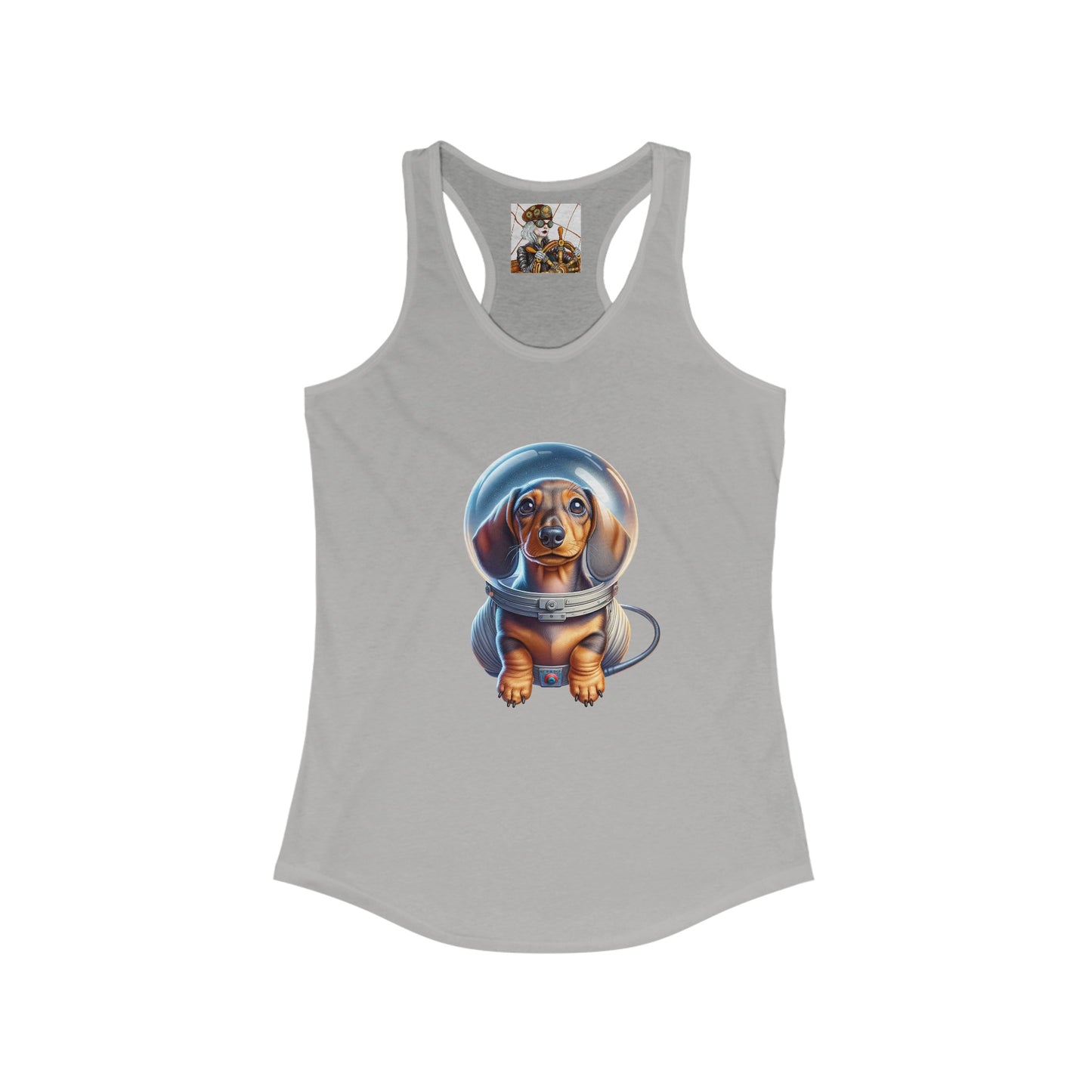 Women's Ideal Racerback Tank w/Space Dachshund