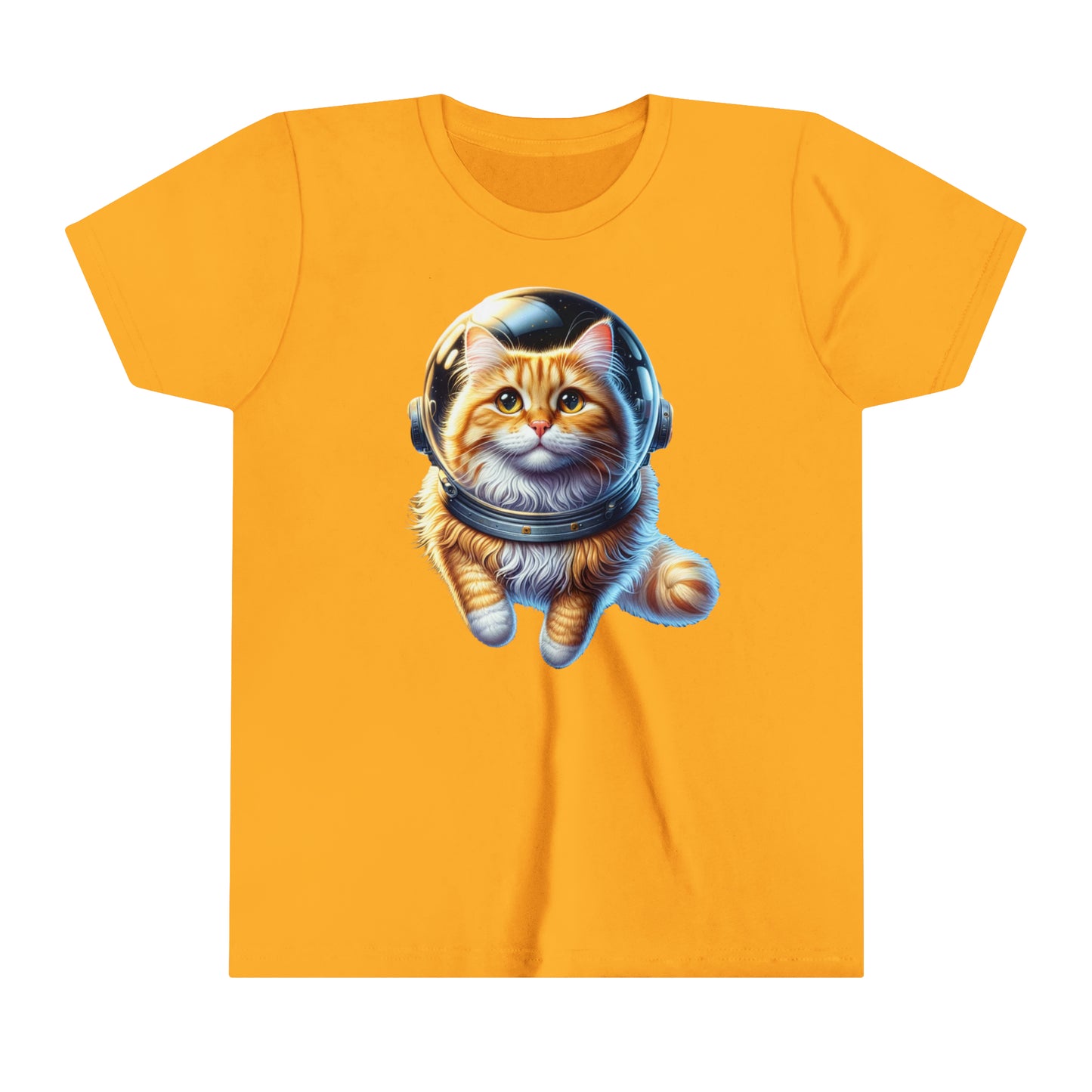 Space Cat, Long Haired Ginger Cat,  Youth Short Sleeve Tee