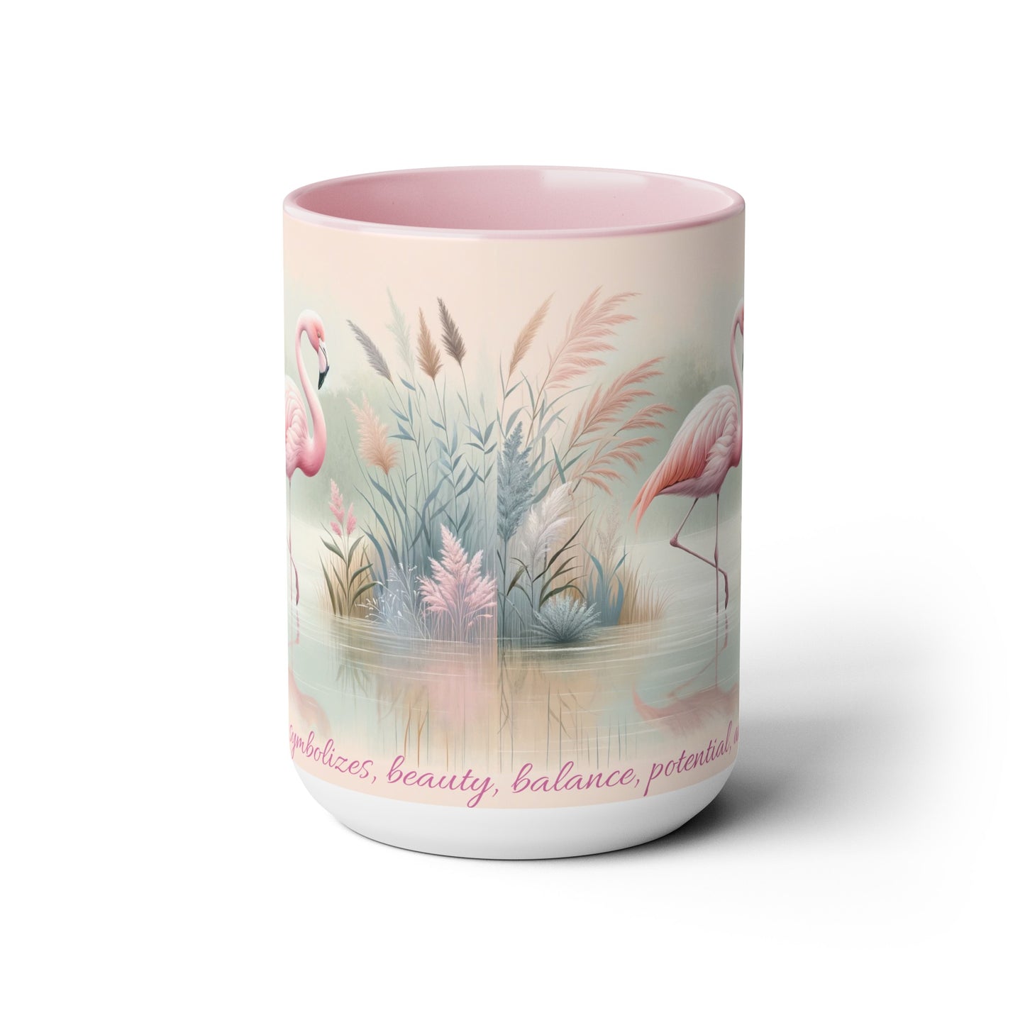 Two-Tone Coffee Mugs, 15oz Pink Flamingo