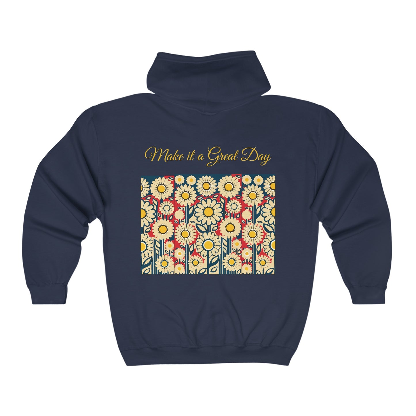 Unisex Heavy Blend™ Full Zip Hooded Sweatshirt Patriotic Daisies on back in 6 colors