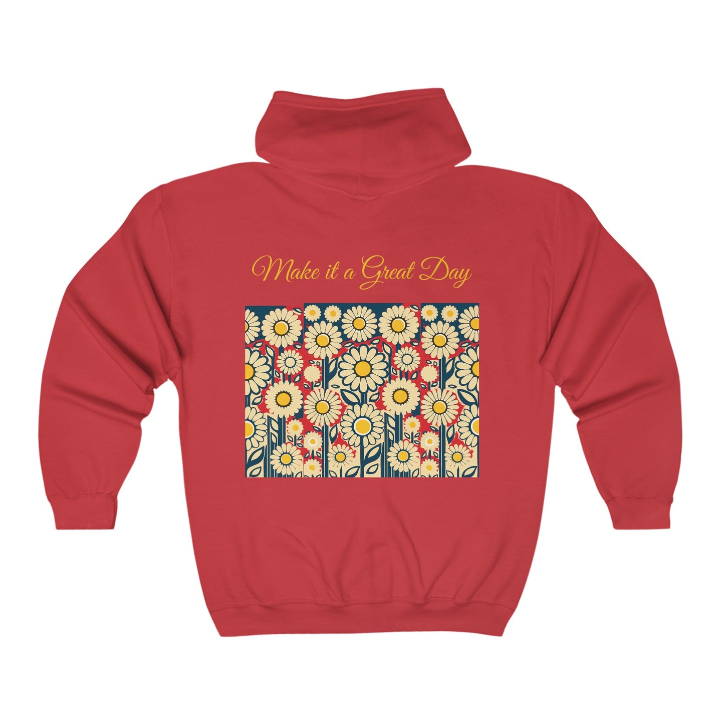 Unisex Heavy Blend™ Full Zip Hooded Sweatshirt Patriotic Daisies on back in 6 colors