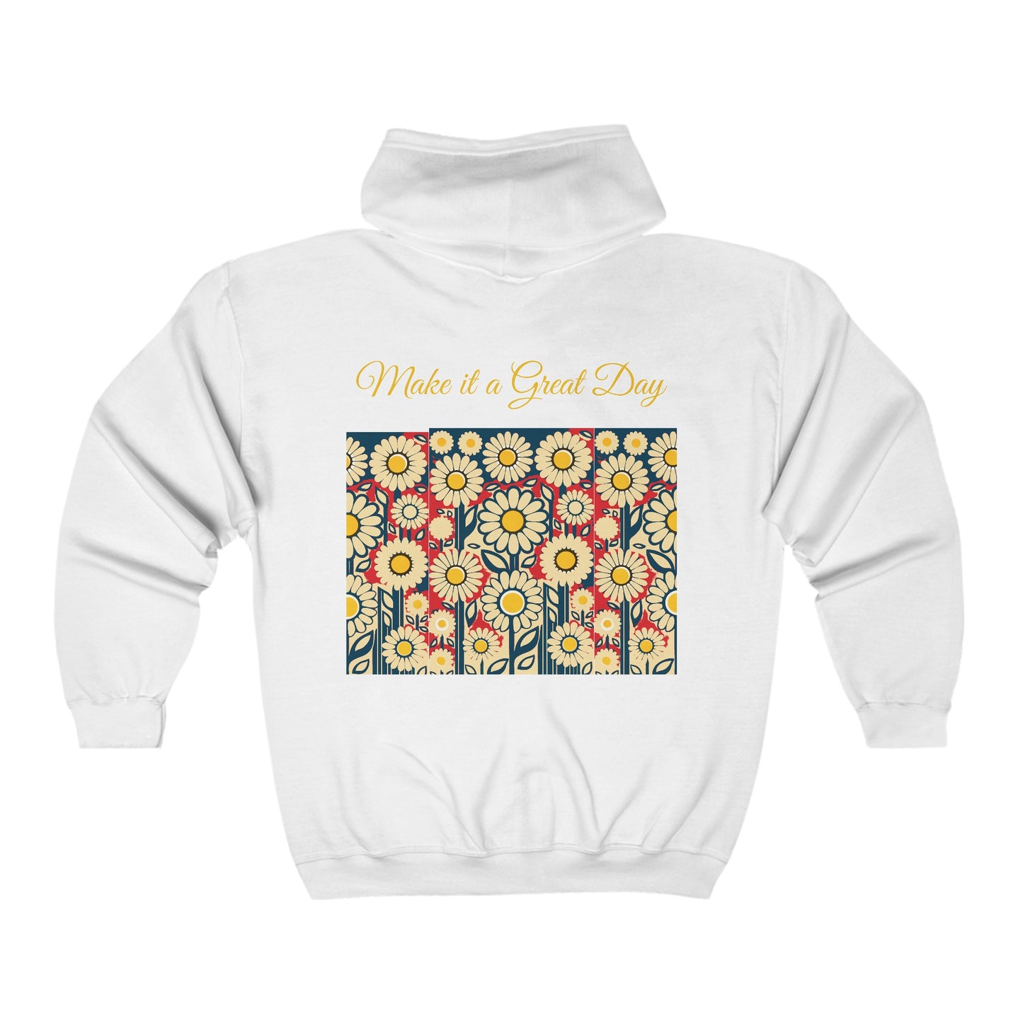 Unisex Heavy Blend™ Full Zip Hooded Sweatshirt Patriotic Daisies on back in 6 colors