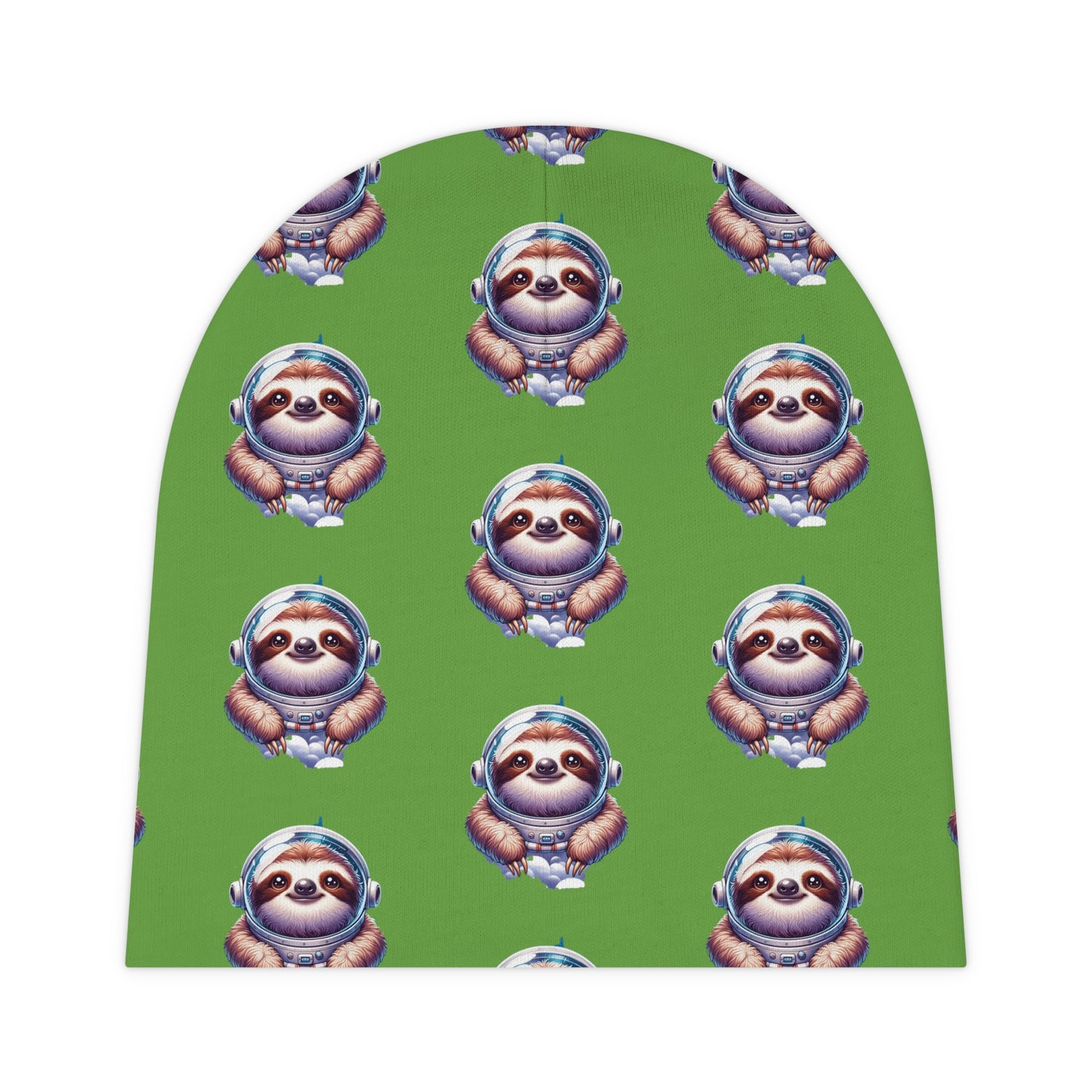 Baby Beanie (AOP) Space Sloths w/ Lt Green BG