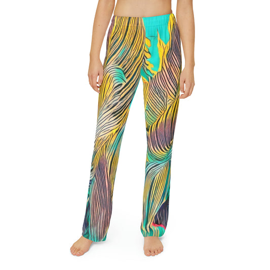 Kids Pajama Pants (AOP) Tropical Leaves